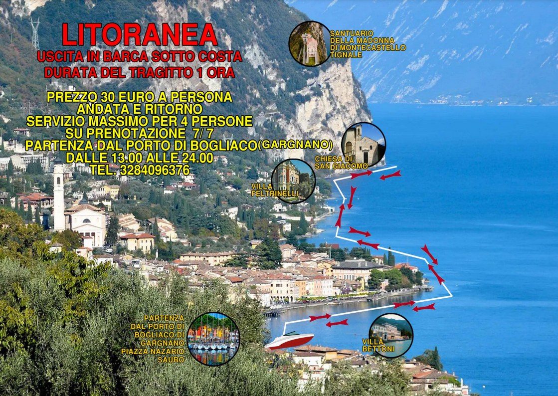 Mappa del percorso litoraneo da Bogliaco a Tignale